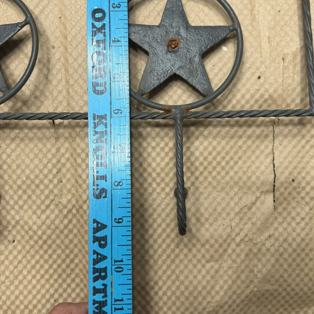 Rustic Wrought Iron Texas Lone Star Wall Hook Rack Western Farmhouse Decor 13.5